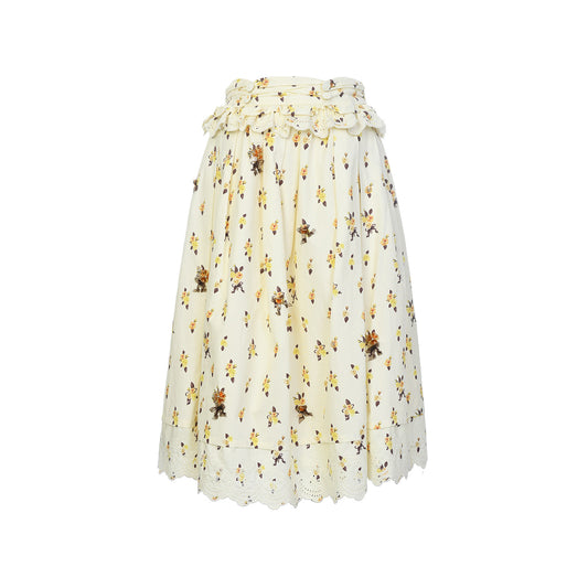 FAME pastoral print half-length floral long skirt - OLIVIA