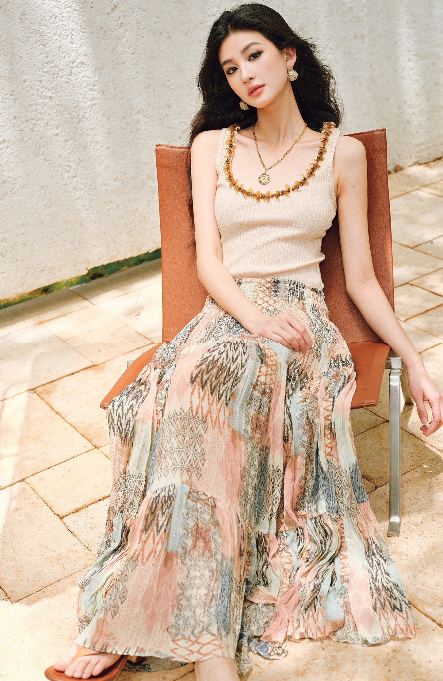 WANGXO |Diamond Bright Silk Webbing with Pit Texture Finish Knitted Vest -LYRA