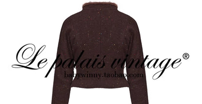 Le Palais Vintage Brown Mink Slim Jacket, Fishbone Skirt-LEE.