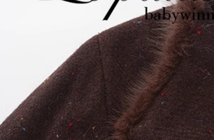 Le Palais Vintage Brown Mink Slim Jacket, Fishbone Skirt-LEE.