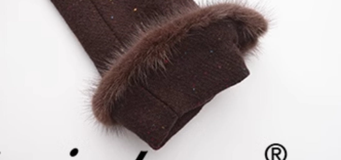 Le Palais Vintage Brown Mink Slim Jacket, Fishbone Skirt-LEE.