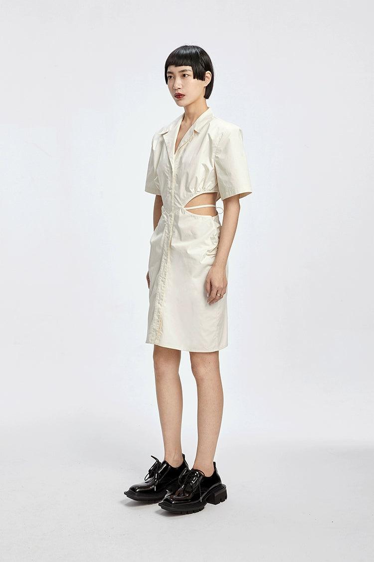 TINY IN shirt padded shoulder waist dress-CHIZZY