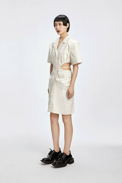 TINY IN shirt padded shoulder waist dress-CHIZZY