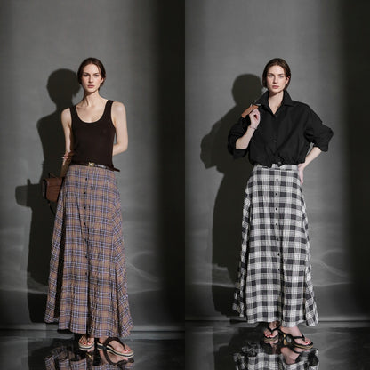 PIAOIN British Style Pattern Design A-Line Women's Fashionable Pleated Skirt -CHARLOTTE