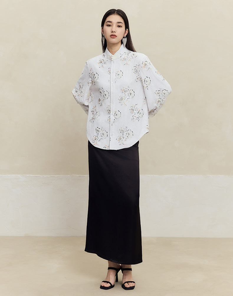 HECO acetate drape feeling thin long skirt women - great.