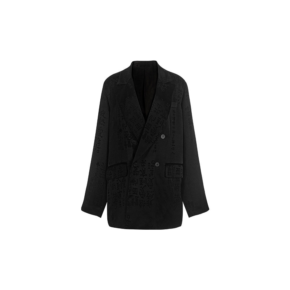 TUYUE Calligraphy Acetate Satin Casual Silhouette Blazer - LILY.