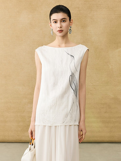 HECO Chinese style crane print top - LIVES.