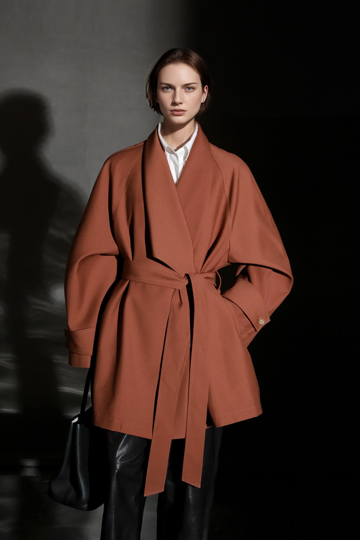 PIAOIN Silhouette design short windbreaker women's luxury jacket commuter-JEAN