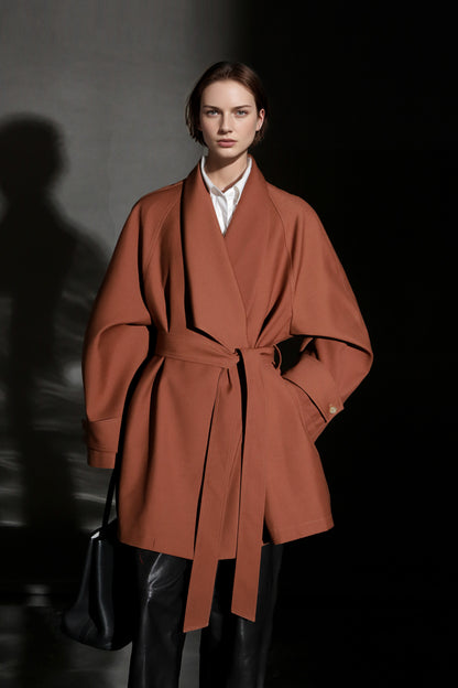 PIAOIN Silhouette design short windbreaker women's luxury jacket commuter-JEAN