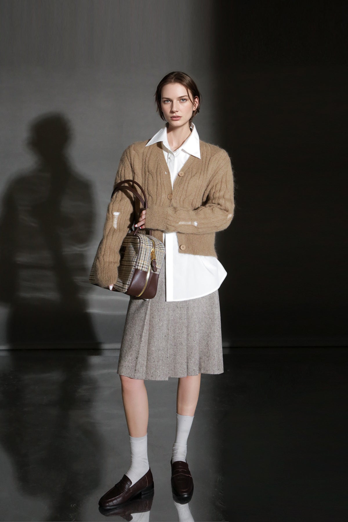 PIAOIN vintage woolen pleated premium skirt-LUCY