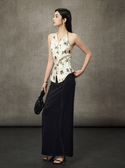 HECO Bamboo Leaf Halterneck Sleeveless Vest - FRONT.