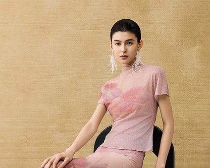 HECO Chinese gradient floral flowing temperament skirt - SWAED.