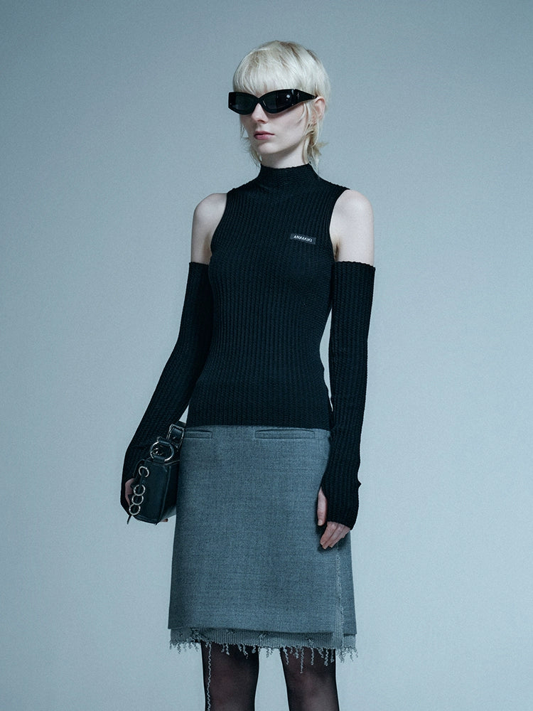 ANNAKIKI wool logo sleeve sweater-KAIEN