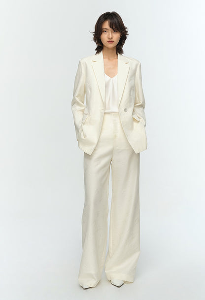 COMME MOI Lu Yan designer high-intelligence commuter silk wool jacquard wide-leg pants - BIEBER.