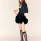 Nodre Autumn/Winter Black High Waisted Corset Plush Puff Skirt - jioee
