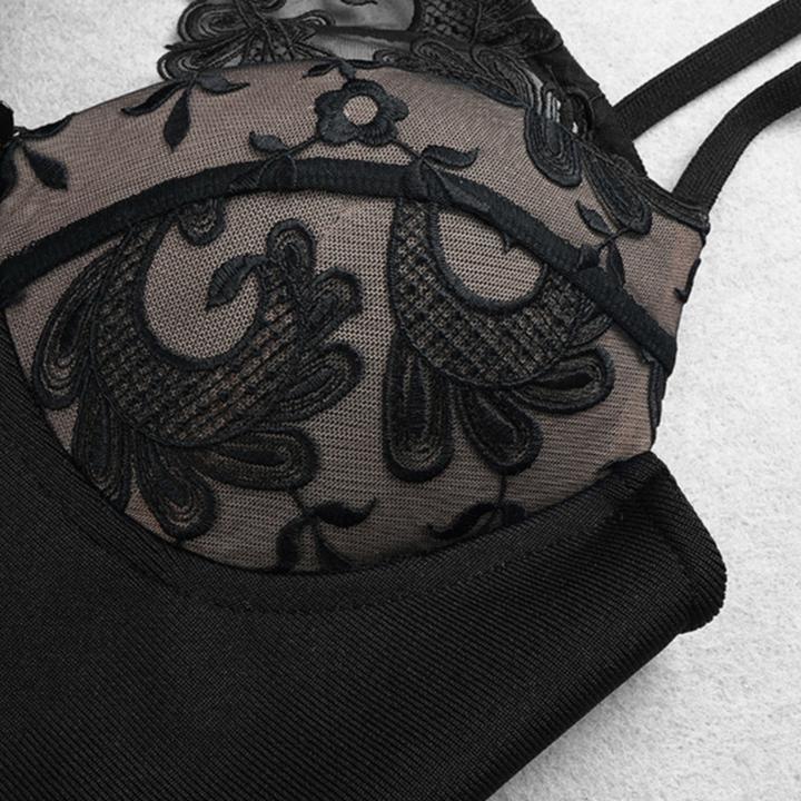 DOLLY White Sleeveless Off Shoulder Splice Lace Dress-DANICA