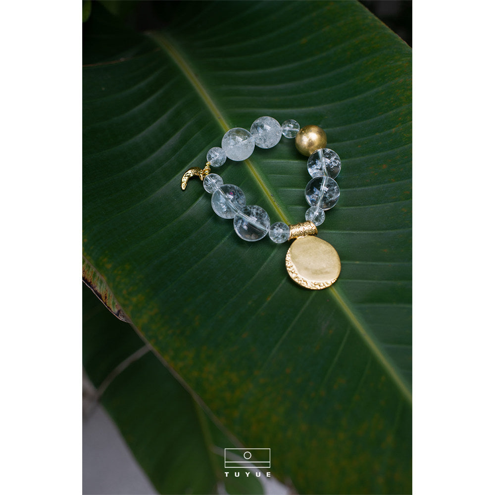 TUYUE brass gold plated moon phase healing pendant crystal bracelet- NIKO.