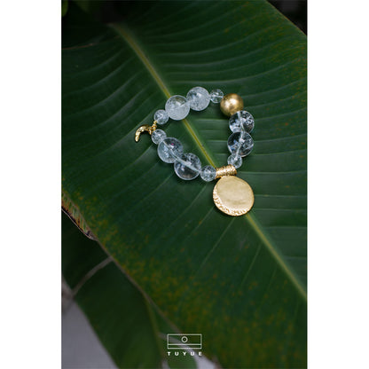TUYUE brass gold plated moon phase healing pendant crystal bracelet- NIKO.