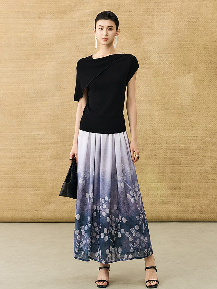 HECO Chinese temperament asymmetrical floating collar sleeveless base knit sweater - QUER.