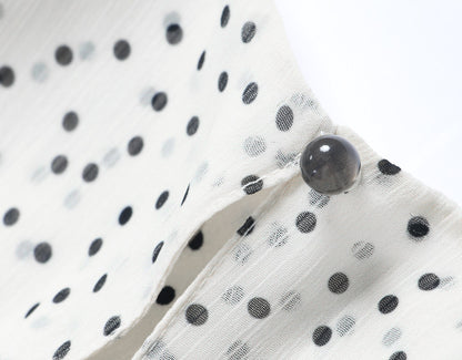 WANGXO Chiffon Blouse with Custom Velvet Polka Dot Print - MAEVE.