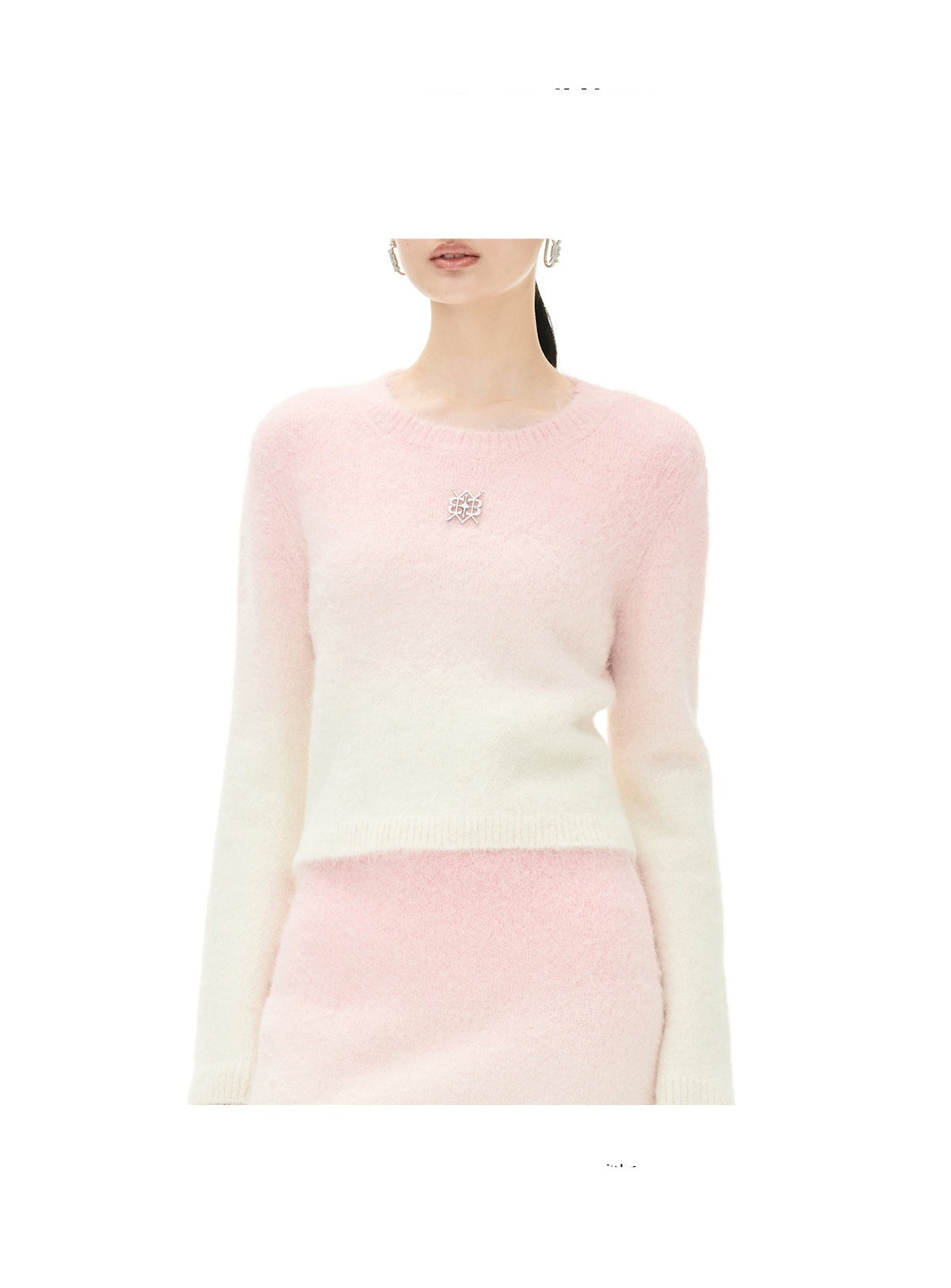 YES BY YESIR Barbie pink ombre Dream alpaca knit skirt top- Liowwa