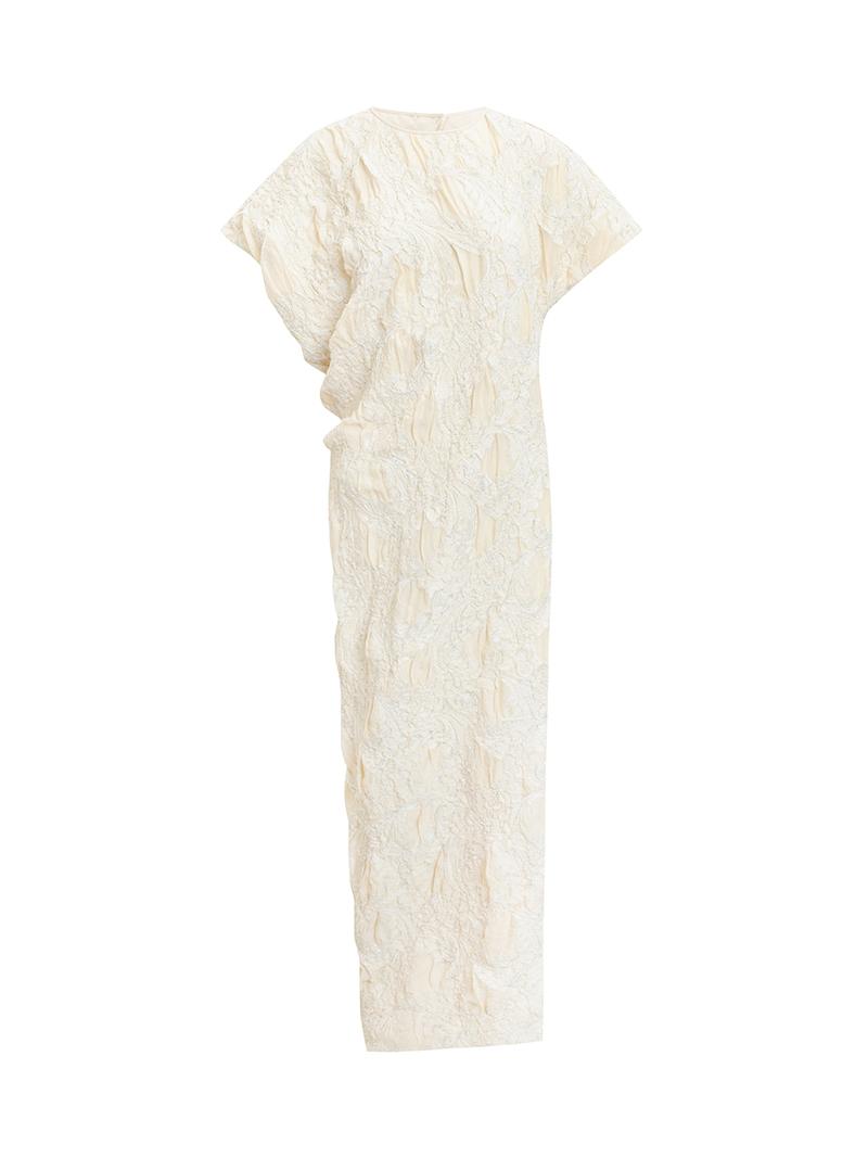 M essential Mackay designer Prima Jacquard irregularly cut short-sleeved dress - rebel.