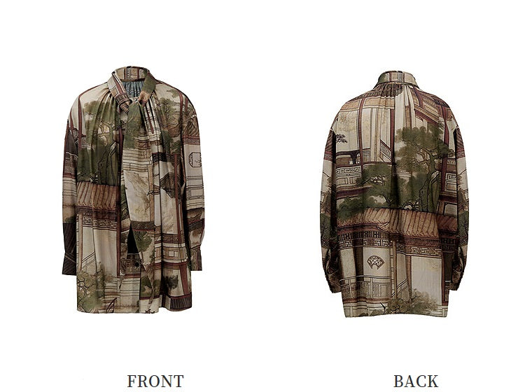 ZHUCHONGYUN landscape print loose straight shirt top-APATEU.