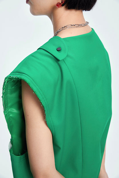 TINY IN misaligned collar silhouette midi vest women's suit -DODO