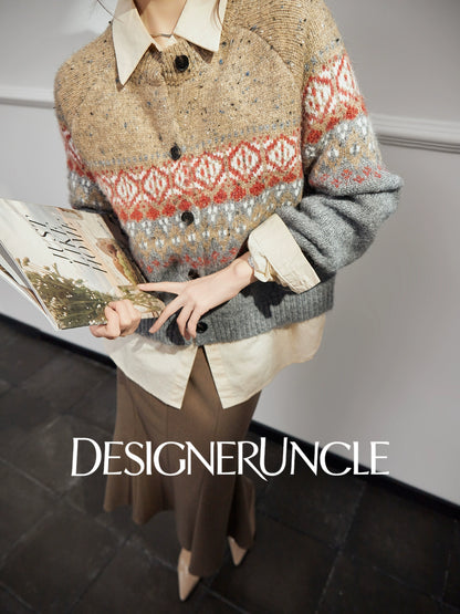 DGU "Twilight" gray sweater women's new loose and lazy style top trendy knitted cardigan- ONE.