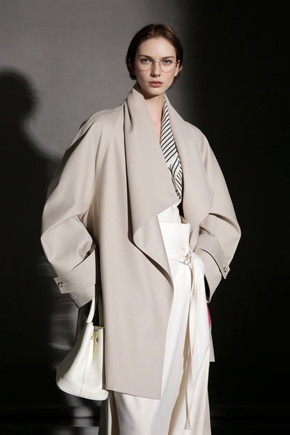 PIAOIN Silhouette design short windbreaker women's luxury jacket commuter-JEAN