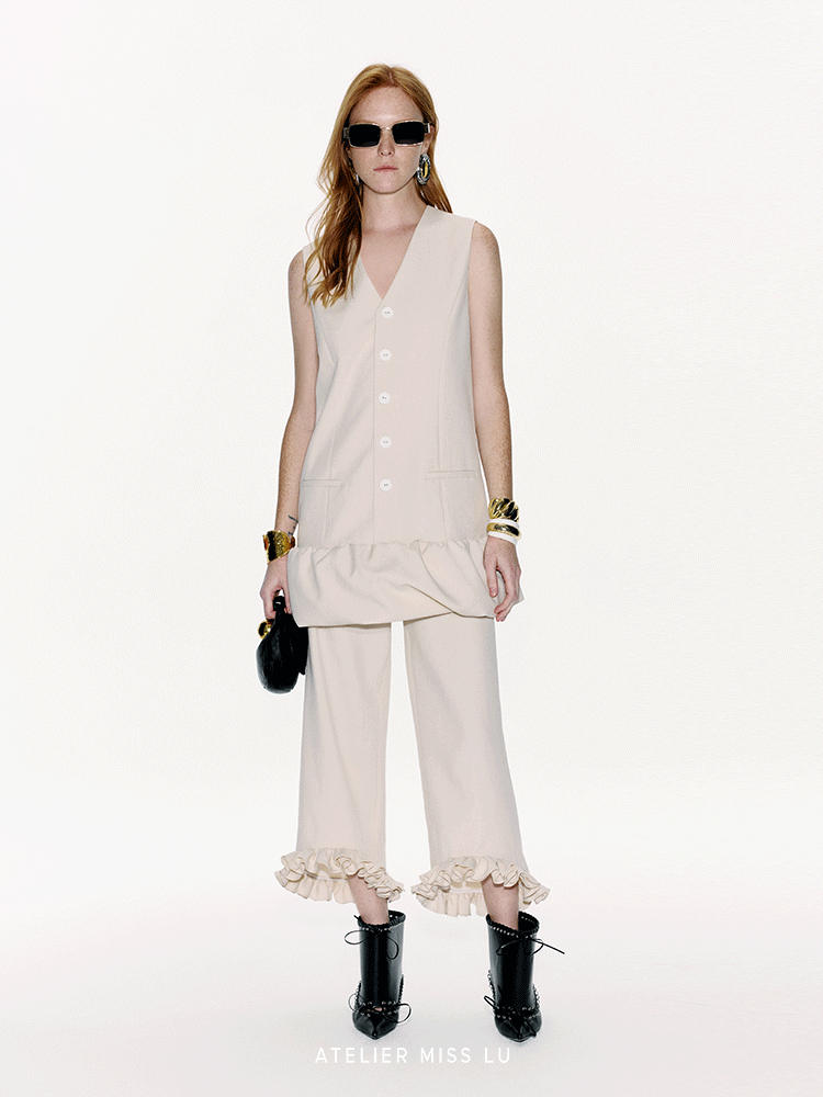 ATELIER MISS LUFluffy Bud Hem Panelled Button-Down Dress - CAPTIN.