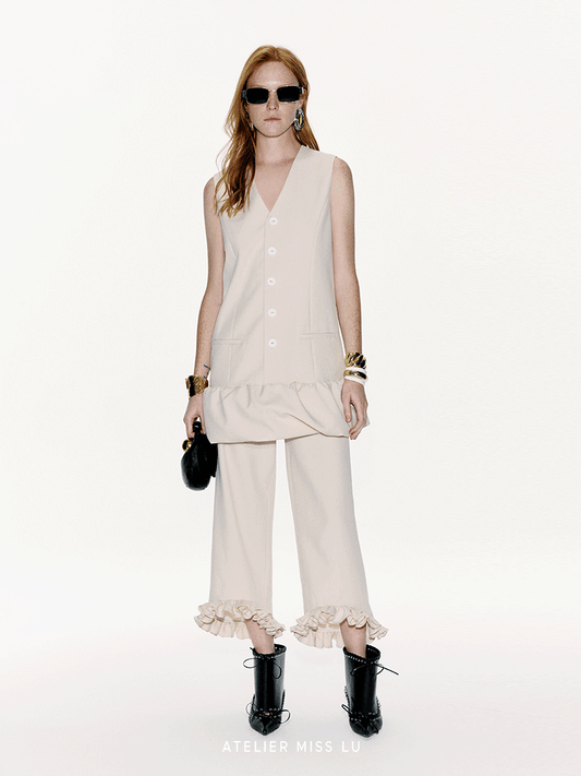 ATELIER MISS LUFluffy Bud Hem Panelled Button-Down Dress - CAPTIN.