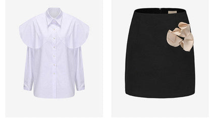 AtelierMissLu Fall/Winter Orchid Shape Piece Design Short Skirt - ENDELLION.