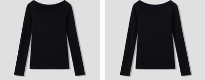 COMME MOI Lu Yan designer's new women's black straight neck silk wool knitwear - CONTROL.