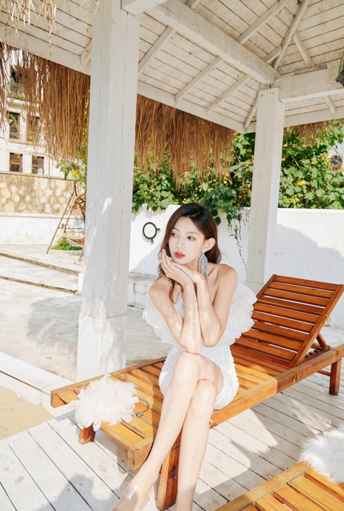 DOLLY Elegant White French Style Ruffled Off Shoulder Short Birthday Dress-AMA