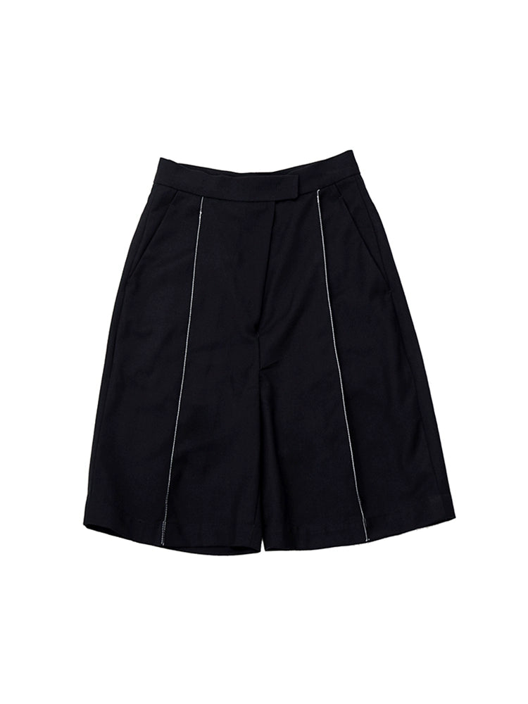 TINY IN women's open-line high waist black white shorts-MAN