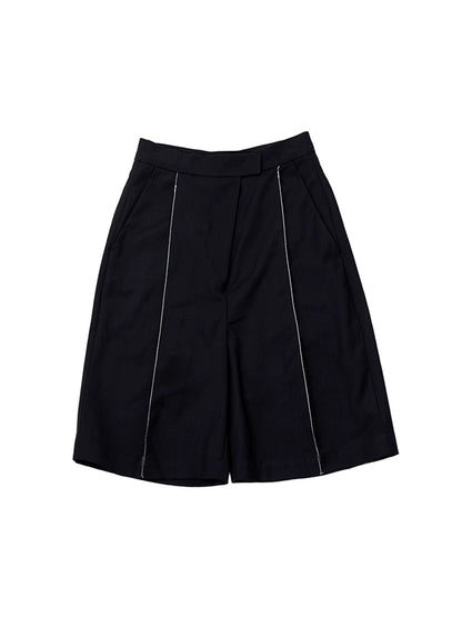 TINY IN women's open-line high waist black white shorts-MAN