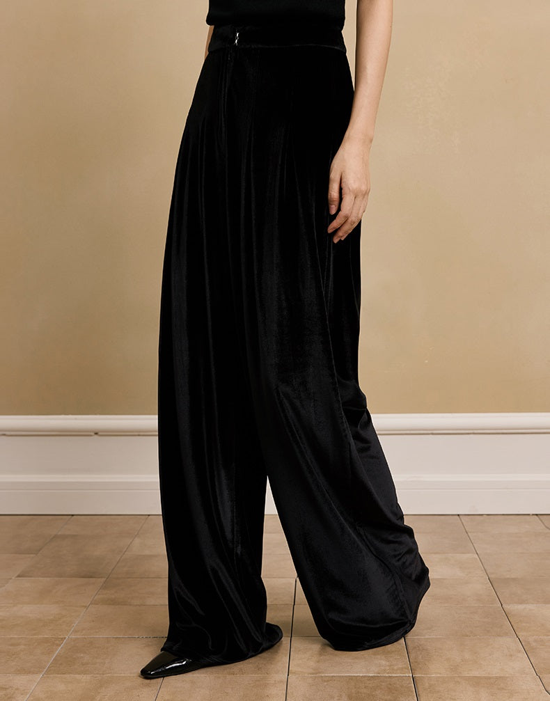 HECO Velvet Casual Wide-leg PANTS - STAT.