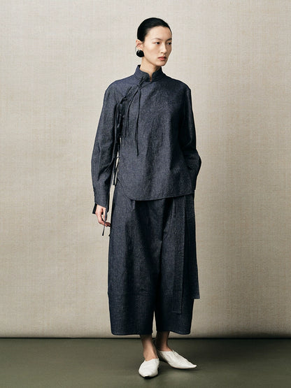 ZHUCHONGYUN traditional-style with diagonal knotted ties top-GONG.