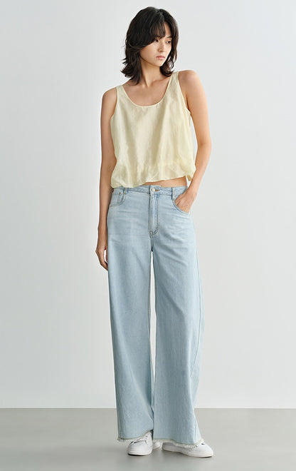 COMME MOI  summer women's gentle and elegant bubble vest shirt - NATE.