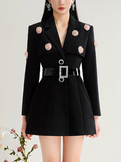 CHECOCRE Cute Stubble Commuting Cool Temperament Black Suit Dress - LUKE
