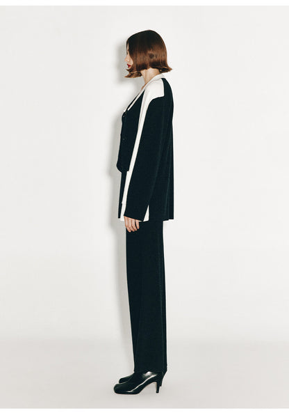 ATELIER MISS LU Geometric Contrasting Cashmere and Wool Blend Vest - IVY