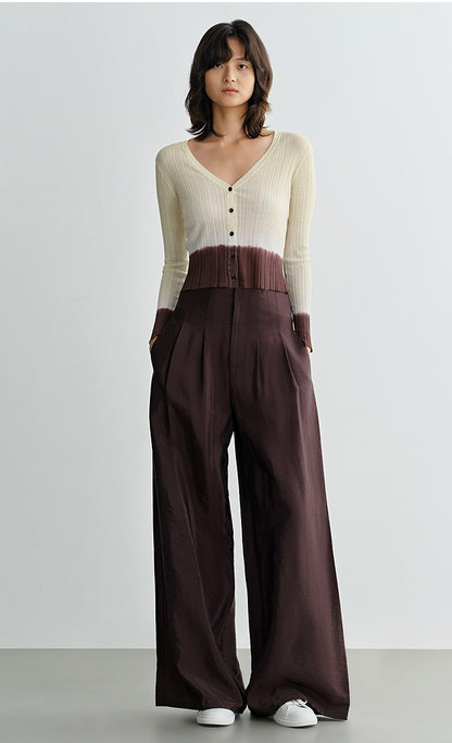 COMME MOI Lv Yan designer summer V-neck gradient pit strip knit cardigan - IAN.