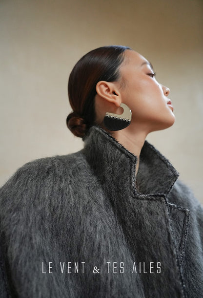 LE VENT&TES AILES French luxury fine long color-block wool coat -ALEC.