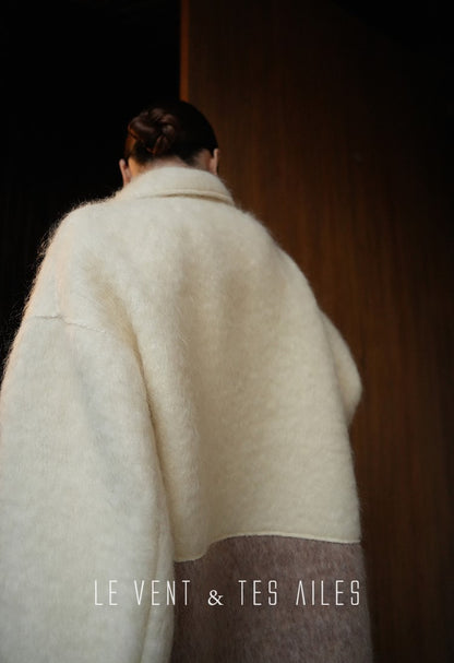 LE VENT&TES AILES French luxury fine long color-block wool coat -ALEC.