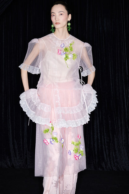 M essential Mackay designer brand mesh hand-painted morning glory vest - SAFE.