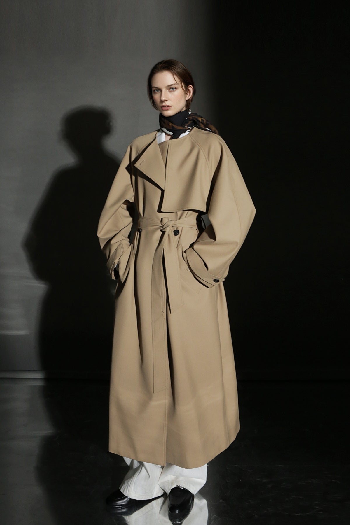 PIAOIN high-end wool relaxed round neck design old money windbreaker jacket -GINA