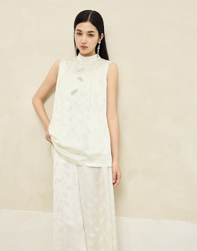 HECO Handmade Beaded Acetate Jacquard Sleeveless Top Women - KING