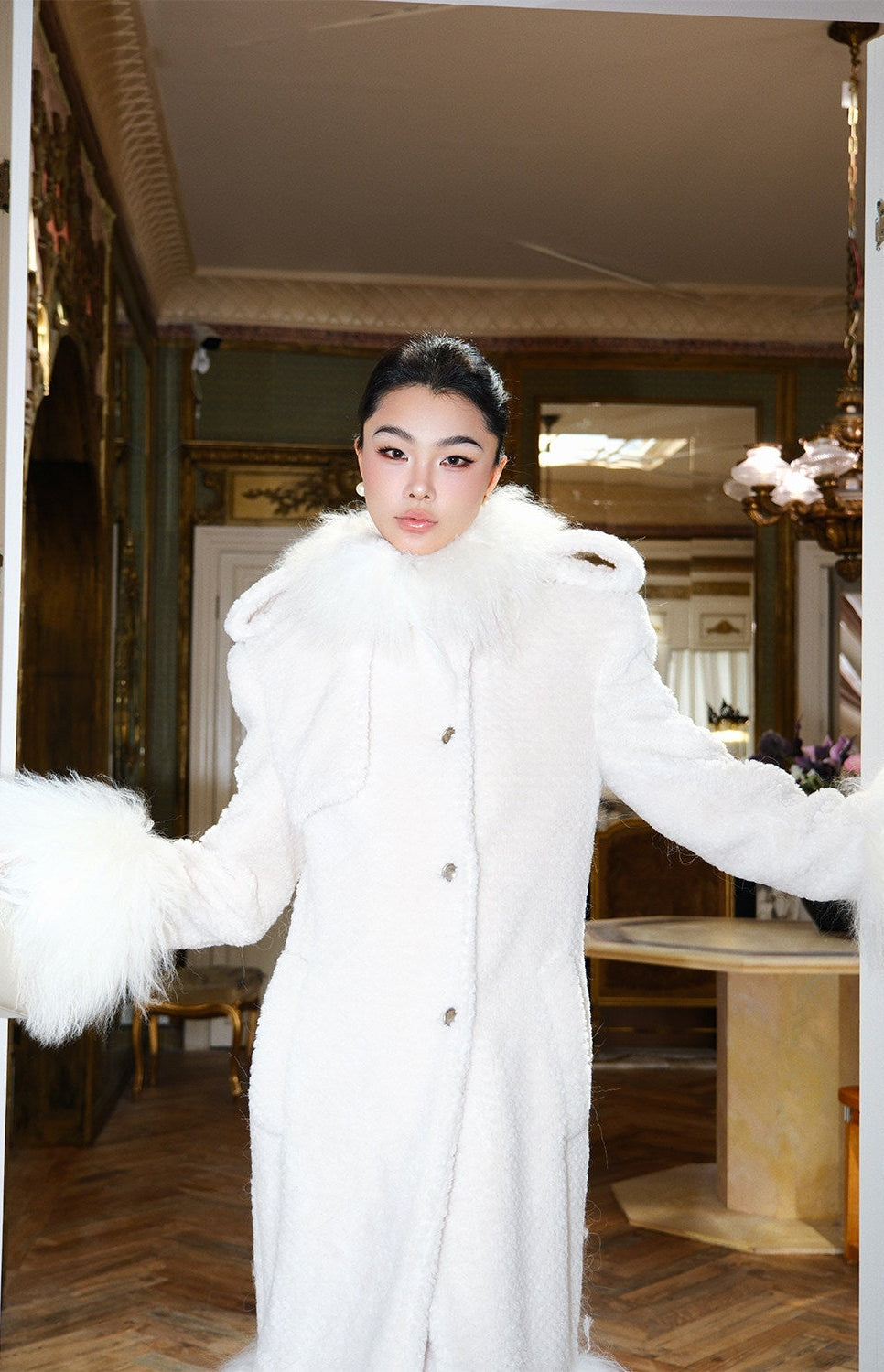 MEI SANGUAN Beige Wool Collar Statement Jacket - JOSHUA