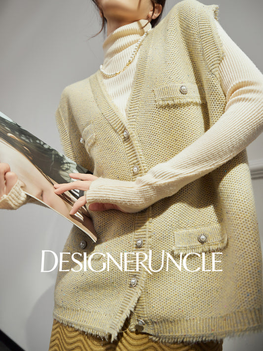 DGU Chick Yellow New Light Luxury Small Fragrance Versatile Design Sleeveless Top - Georgia.